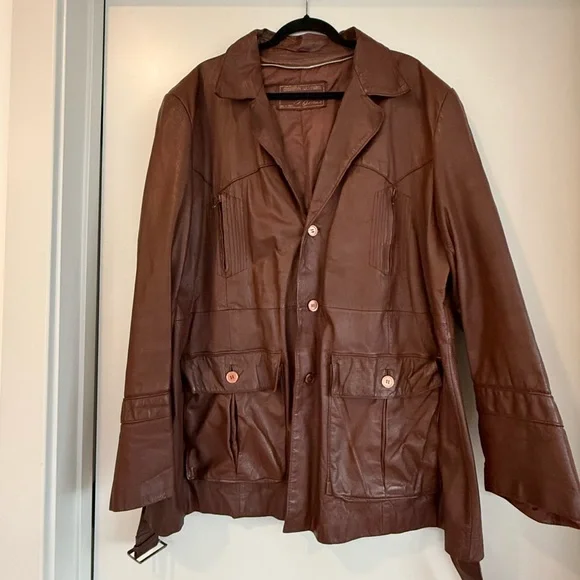 Vintage 1970’s Johnnie Owen’s Men’s Brown Leather Jacket - Genuine Leather - Picture 4 of 13